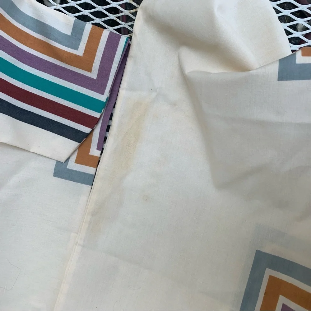 Vintage Lady Pepperell Percale Geometric Chevron Stripes Pillow Cases Set of 2